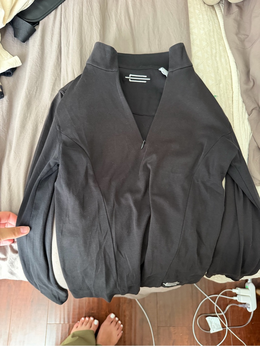 Black Long Sleeve Zip-Front Jacket